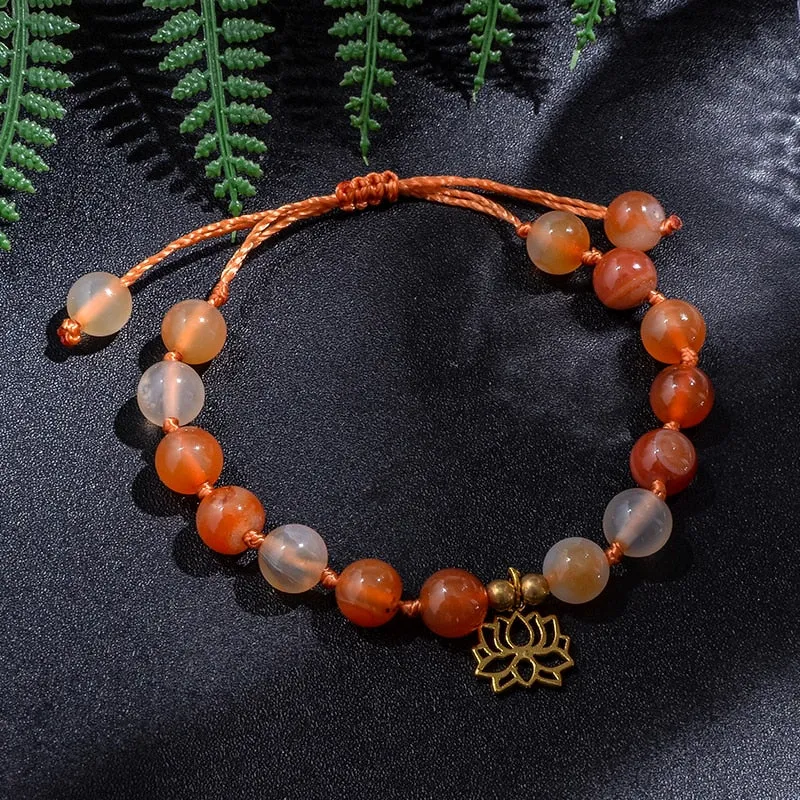8mm Orange Agate Japamala Beaded Necklace Meditation Yoga Blessing Spirit Jewelry Set
