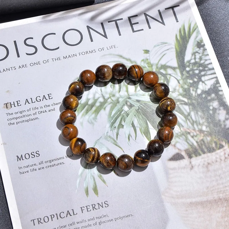 8mm Yellow Tiger Eye Choker Necklace for Men and Women Beaded Long Necklace Jewelry Bracelet Set