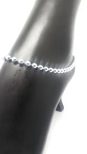 925 Sterling Silver Ball Bead Anklet - #30