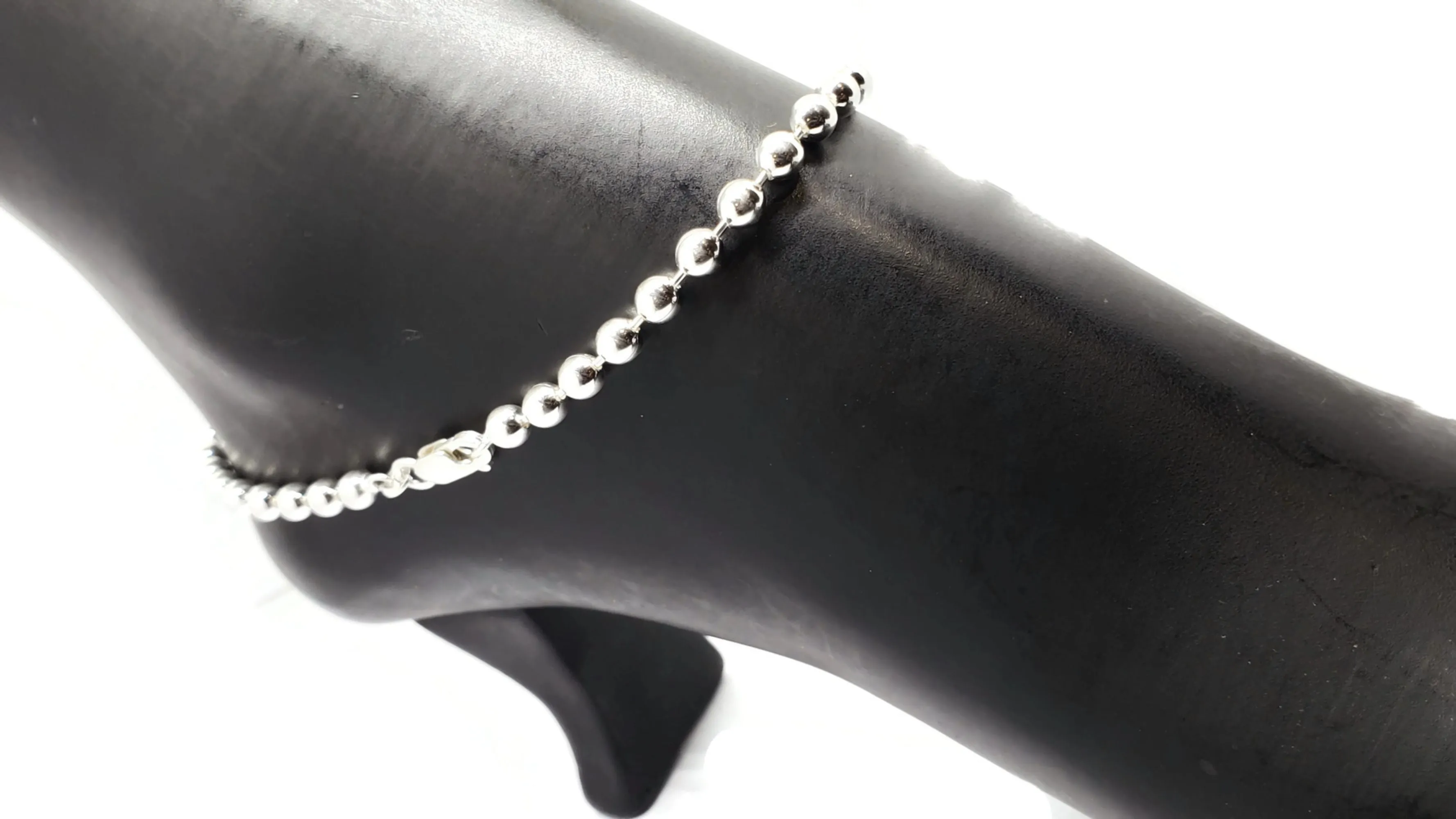 925 Sterling Silver Ball Bead Anklet - #30