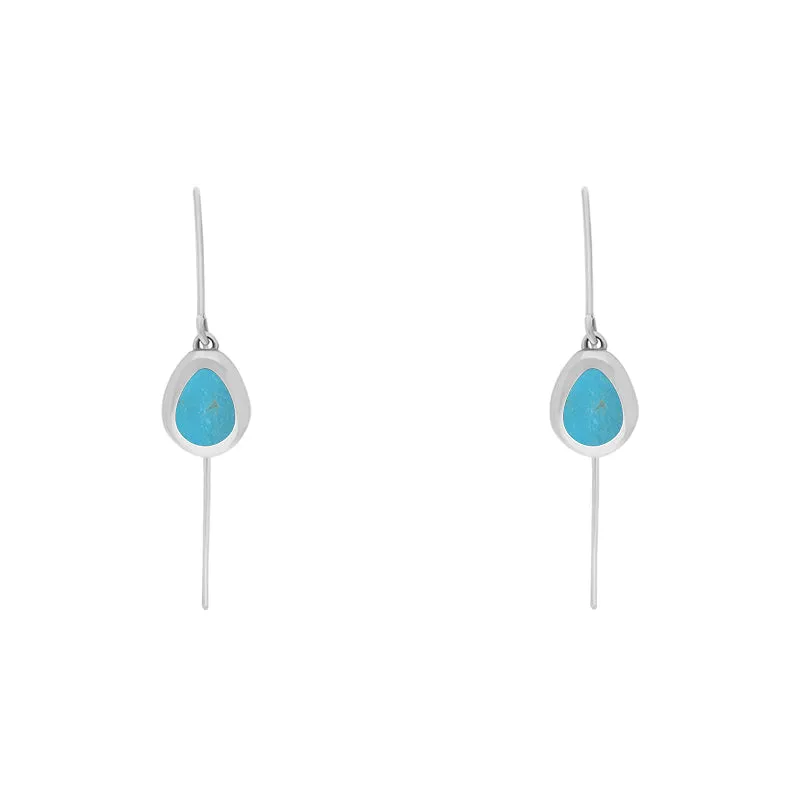 9ct White Gold Turquoise Cross Disc Drop Earrings