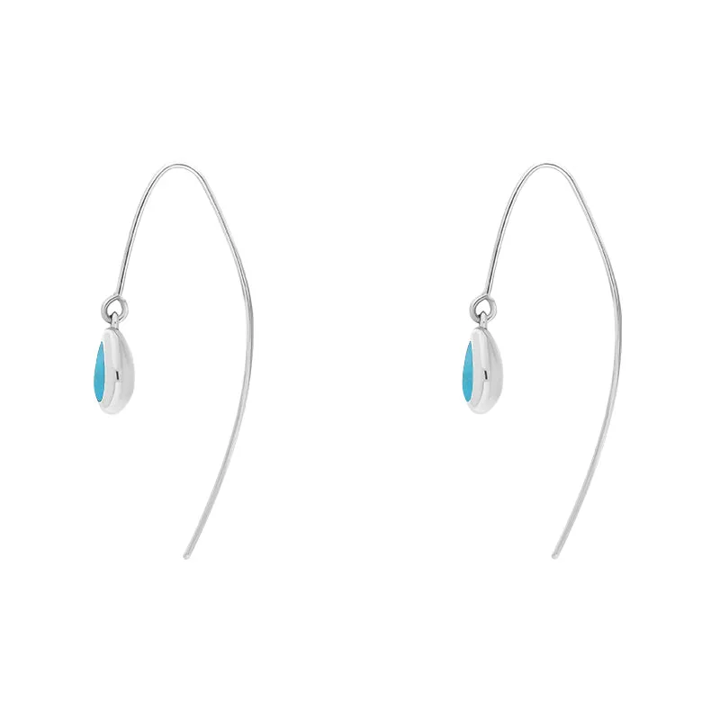 9ct White Gold Turquoise Cross Disc Drop Earrings