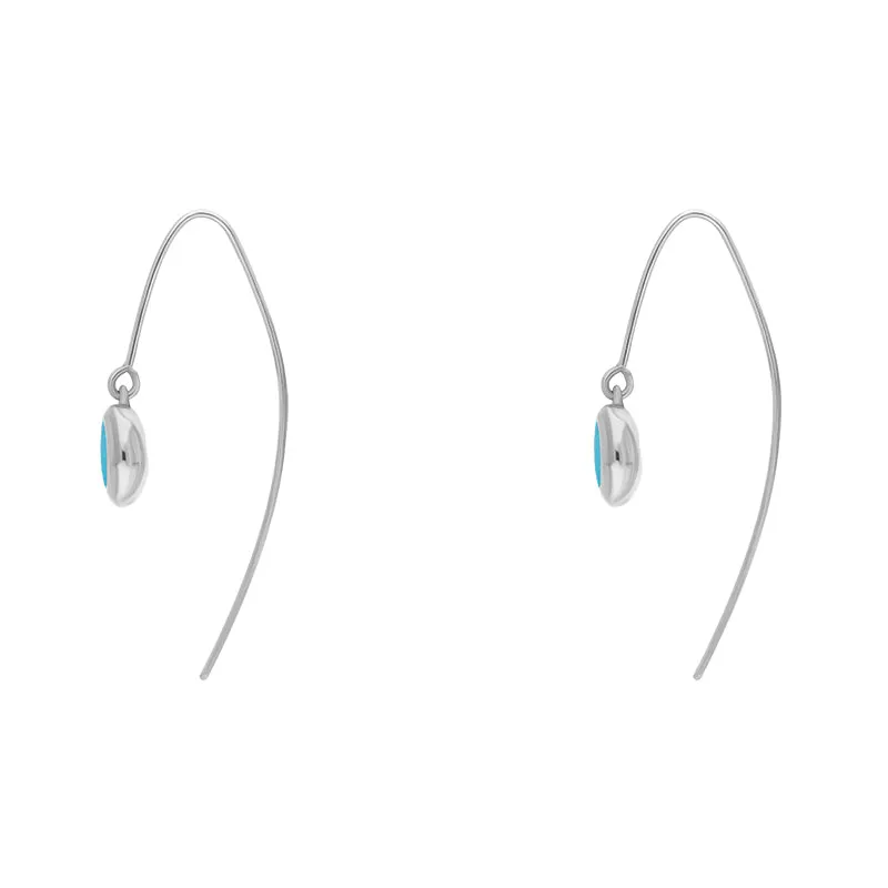 9ct White Gold Turquoise Star Disc Drop Earrings
