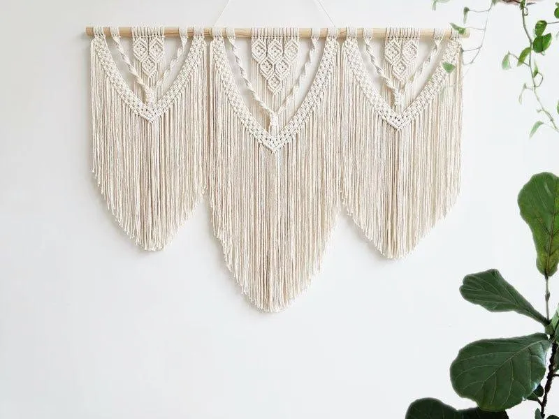 Aesthetically Handmade Wooden Extra Large Macrame Wall Hanging Tapestry