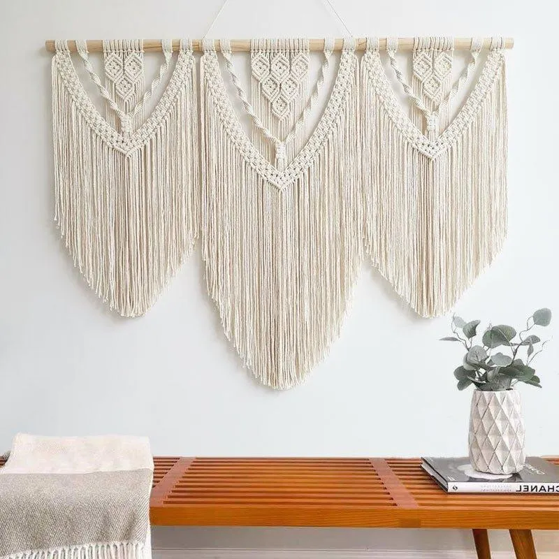 Aesthetically Handmade Wooden Extra Large Macrame Wall Hanging Tapestry