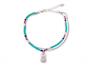 Anklet  - Double Strand Turquoise Pineapple Charm