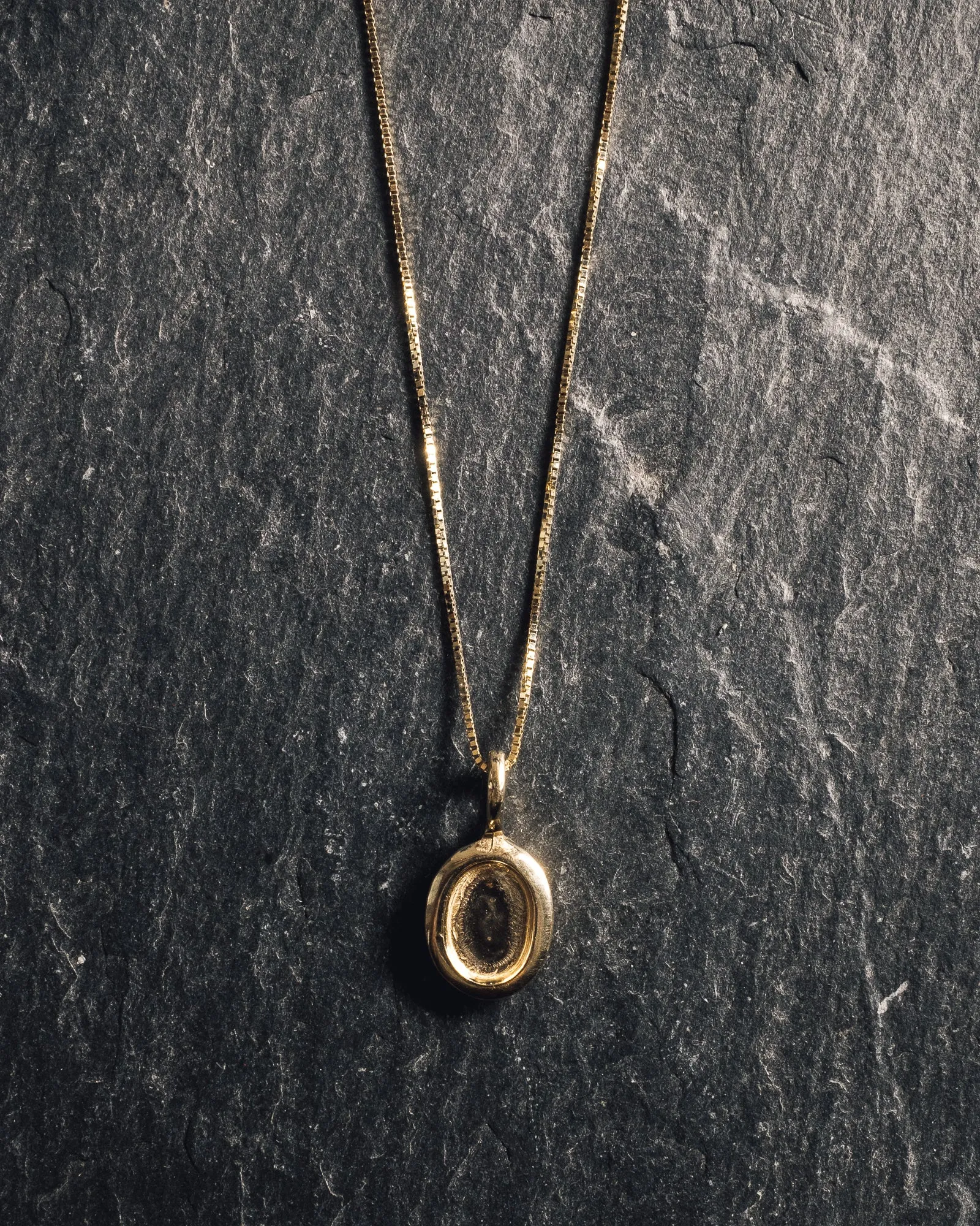 Another Feather Small Platter Necklace, 14k Gold