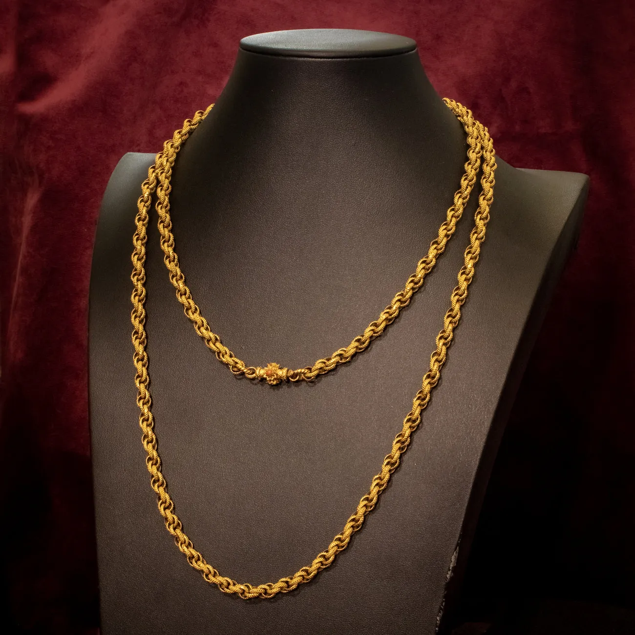 Antique Georgian Chain 18ct Gold Gilt Coral Clasp