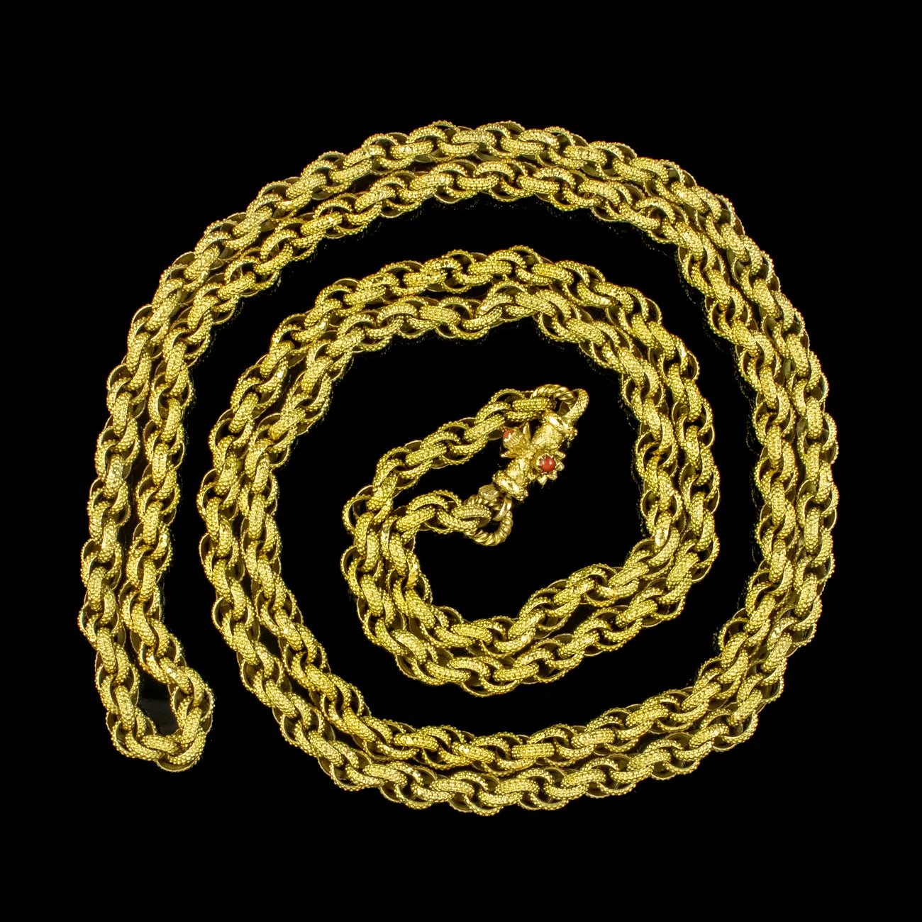Antique Georgian Chain 18ct Gold Gilt Coral Clasp