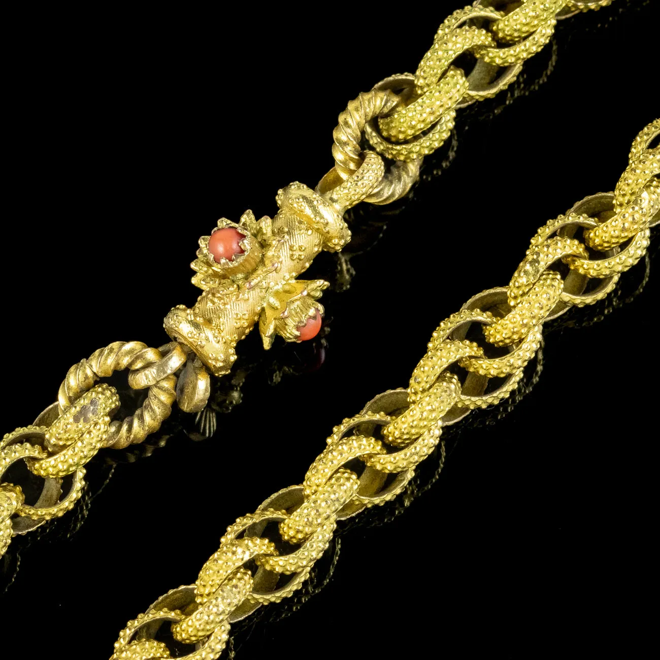 Antique Georgian Chain 18ct Gold Gilt Coral Clasp