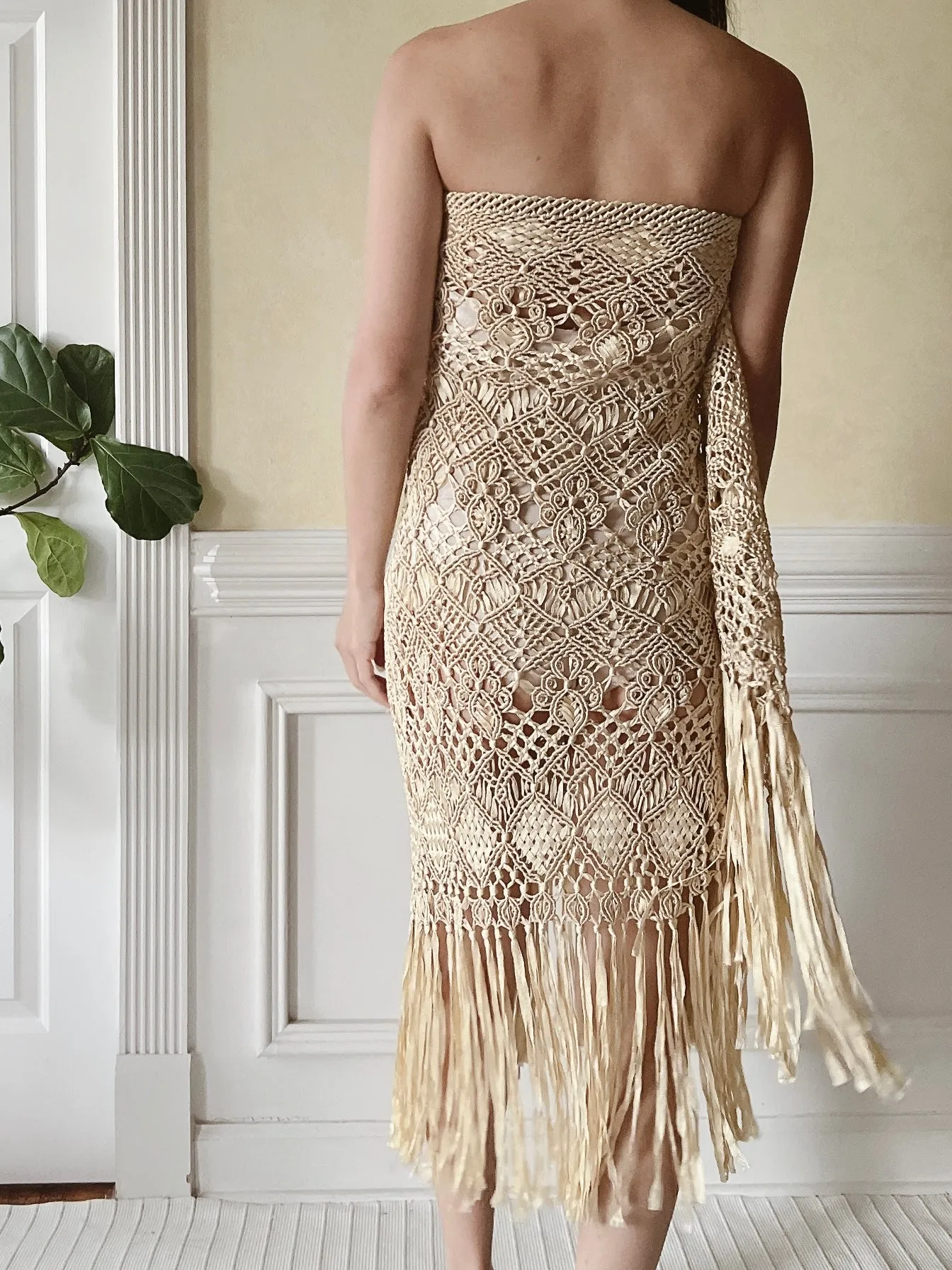 Antique Silk Fringed Shawl - OSFM