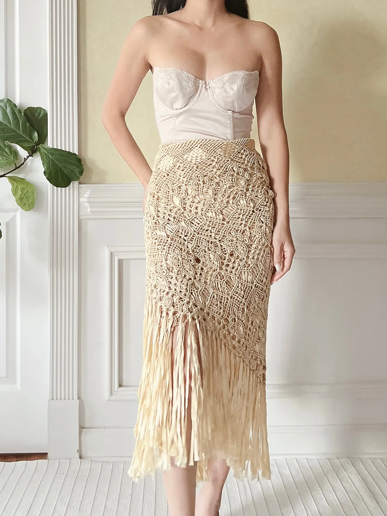 Antique Silk Fringed Shawl - OSFM