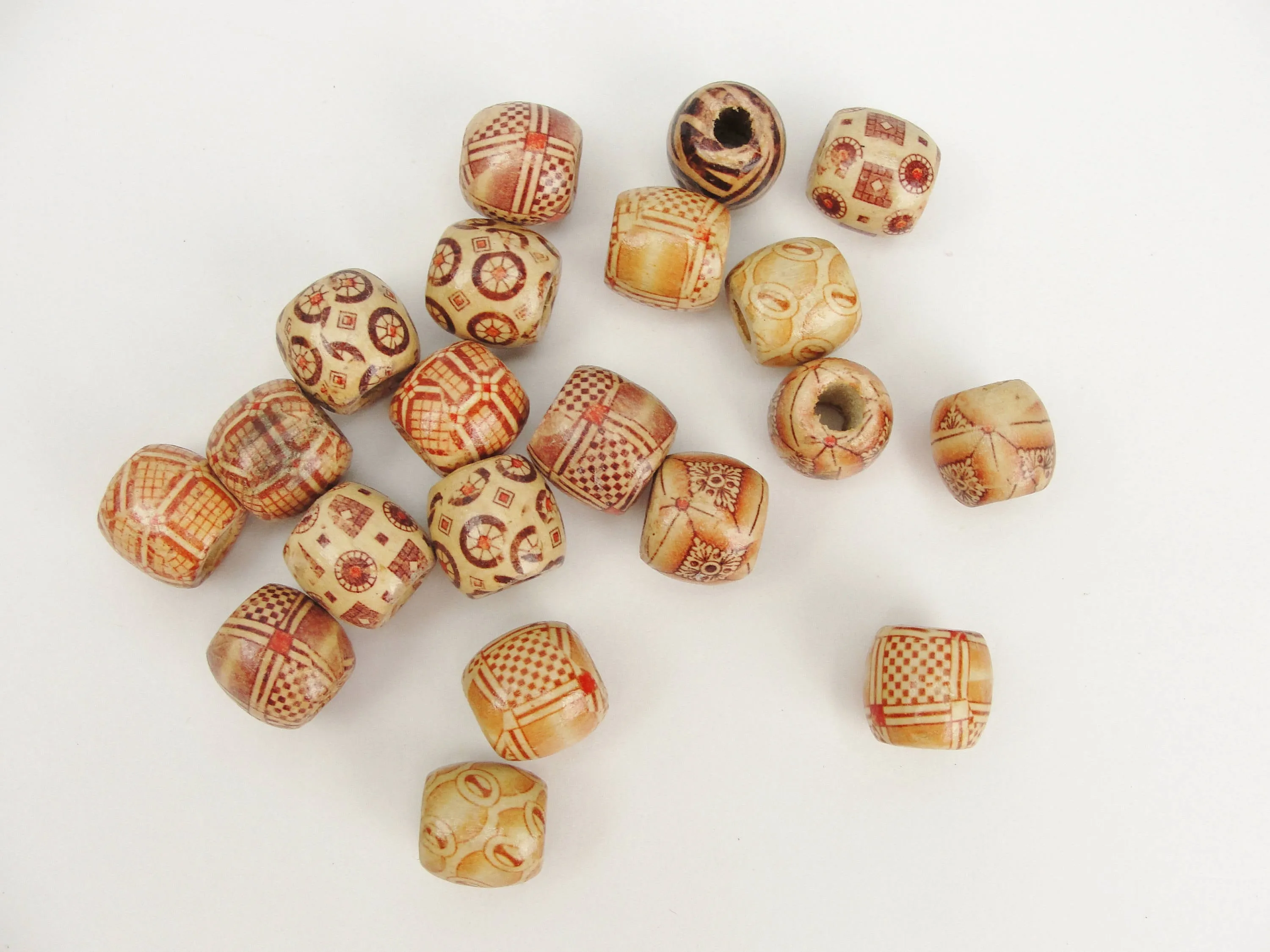 Barrel printed bead 16mm set of 12