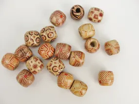 Barrel printed bead 16mm set of 12