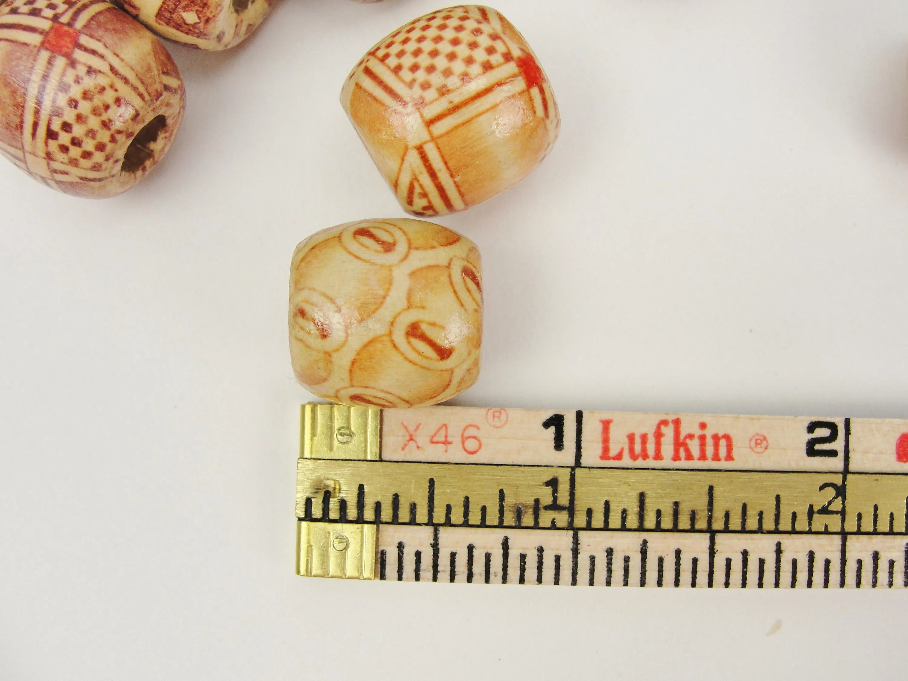 Barrel printed bead 16mm set of 12