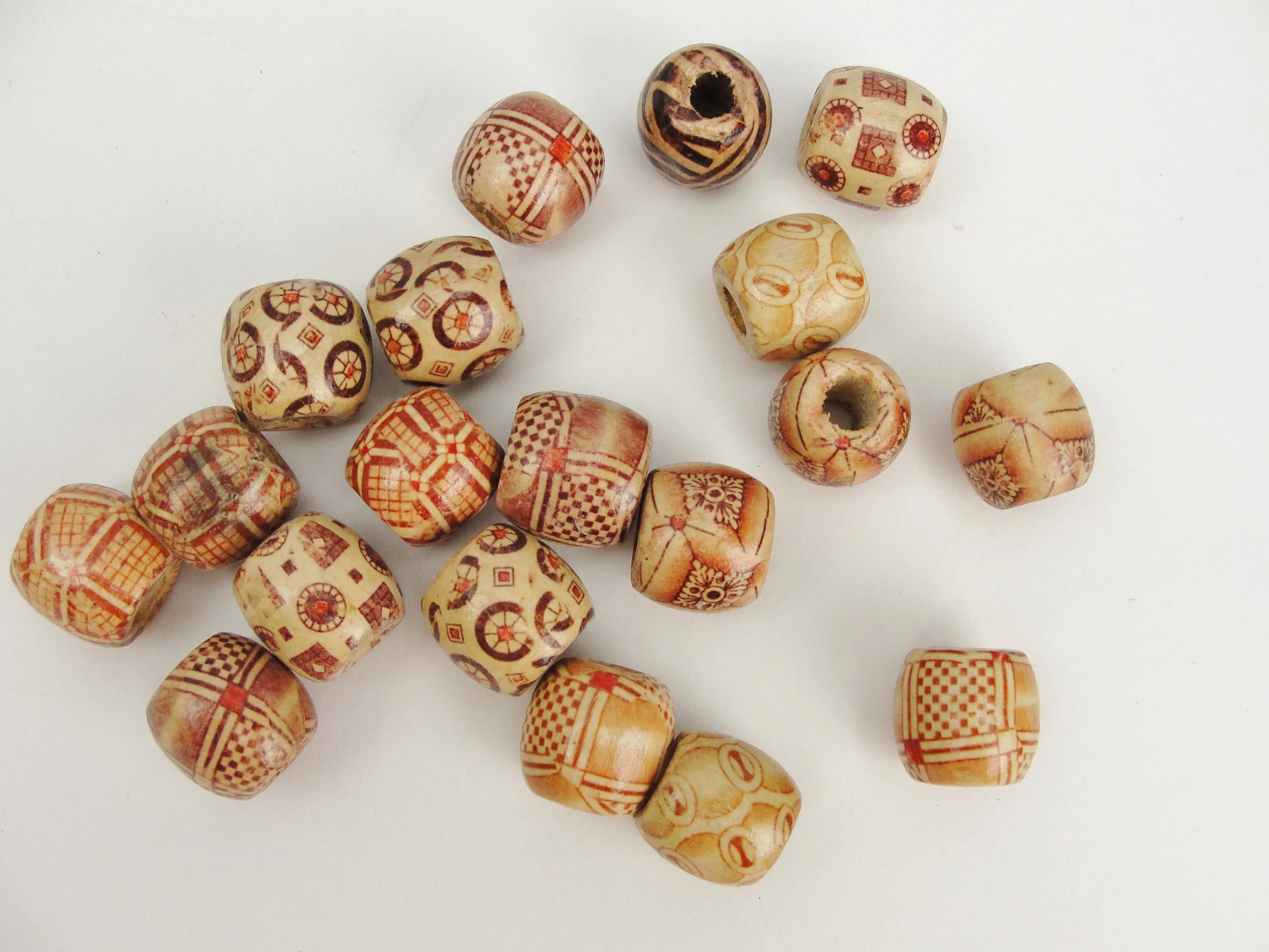 Barrel printed bead 16mm set of 12
