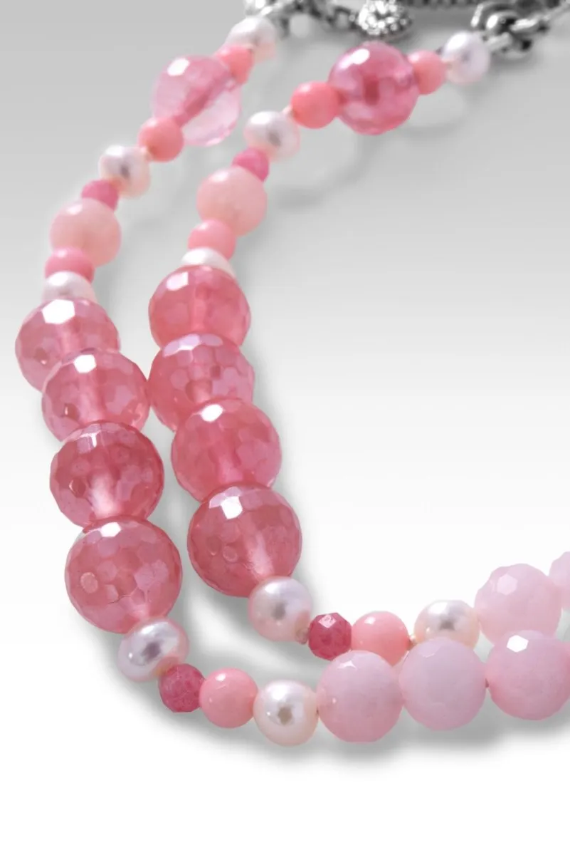 Beaded Celestial Pink Quartz Necklace™ in Chainlink