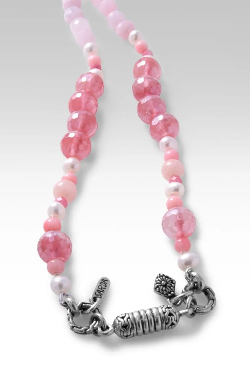 Beaded Celestial Pink Quartz Necklace™ in Chainlink