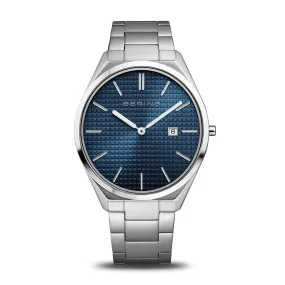 Bering Steel Gents Blue Dial Ultra Slim Watch