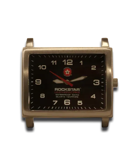Black Leather Cuff Watch with 42mm, Eyelets & Skull Snaps