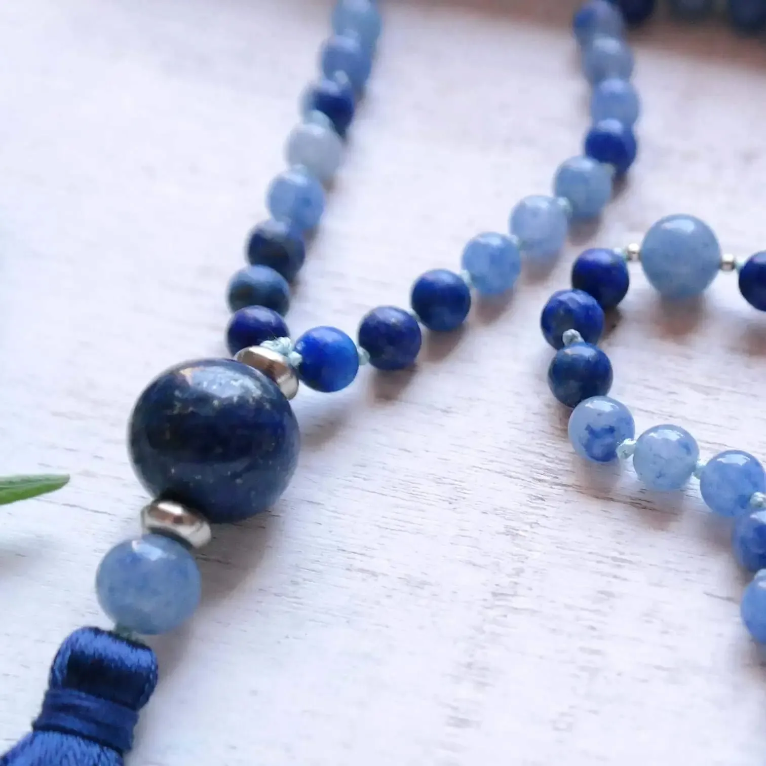 Blue Aventurine and Lapis Lazuli Mala Beads - Self Awareness Mala