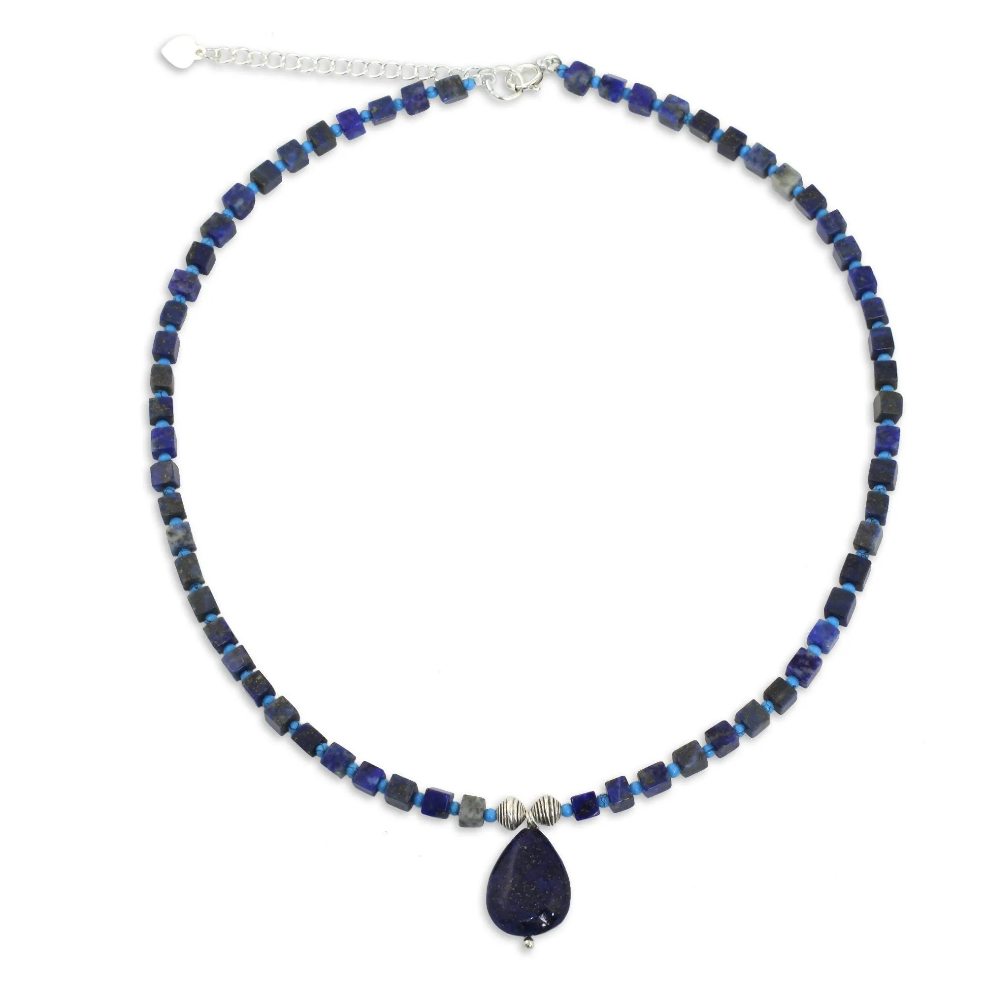 Blue Multi-Gem Beaded Necklace
