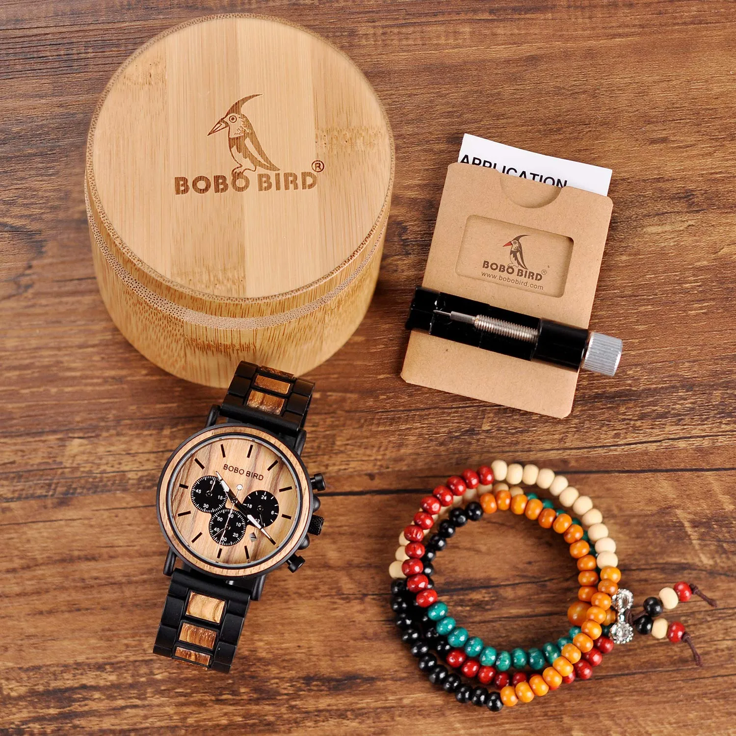 BOBO BIRD Mens Personalized Engraved Wooden Watches, Stylish Wood & Stainless Steel Combined Quartz Casual Wristwatches for Men Family Friends Customized Watch A-For Boyfriend