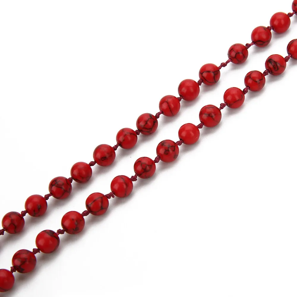 Boho 108 Mala Beaded Knotted Semi-precious Stone Jewelry Buddha Head Tassel Pendant Long Necklace