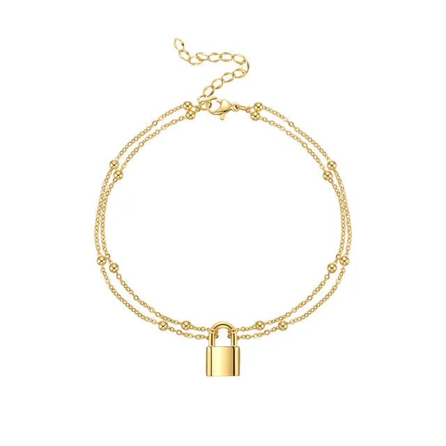 Boho Lock Anklets For Women Gold Color Anklets