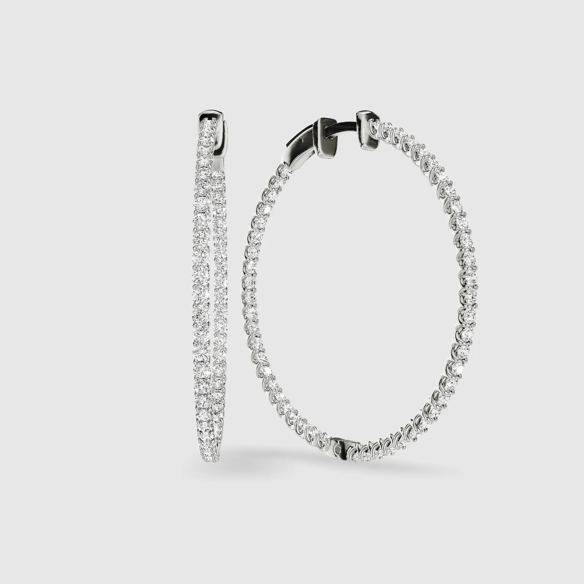 Braided Front Back Lab Grown Diamond Hoops-Round