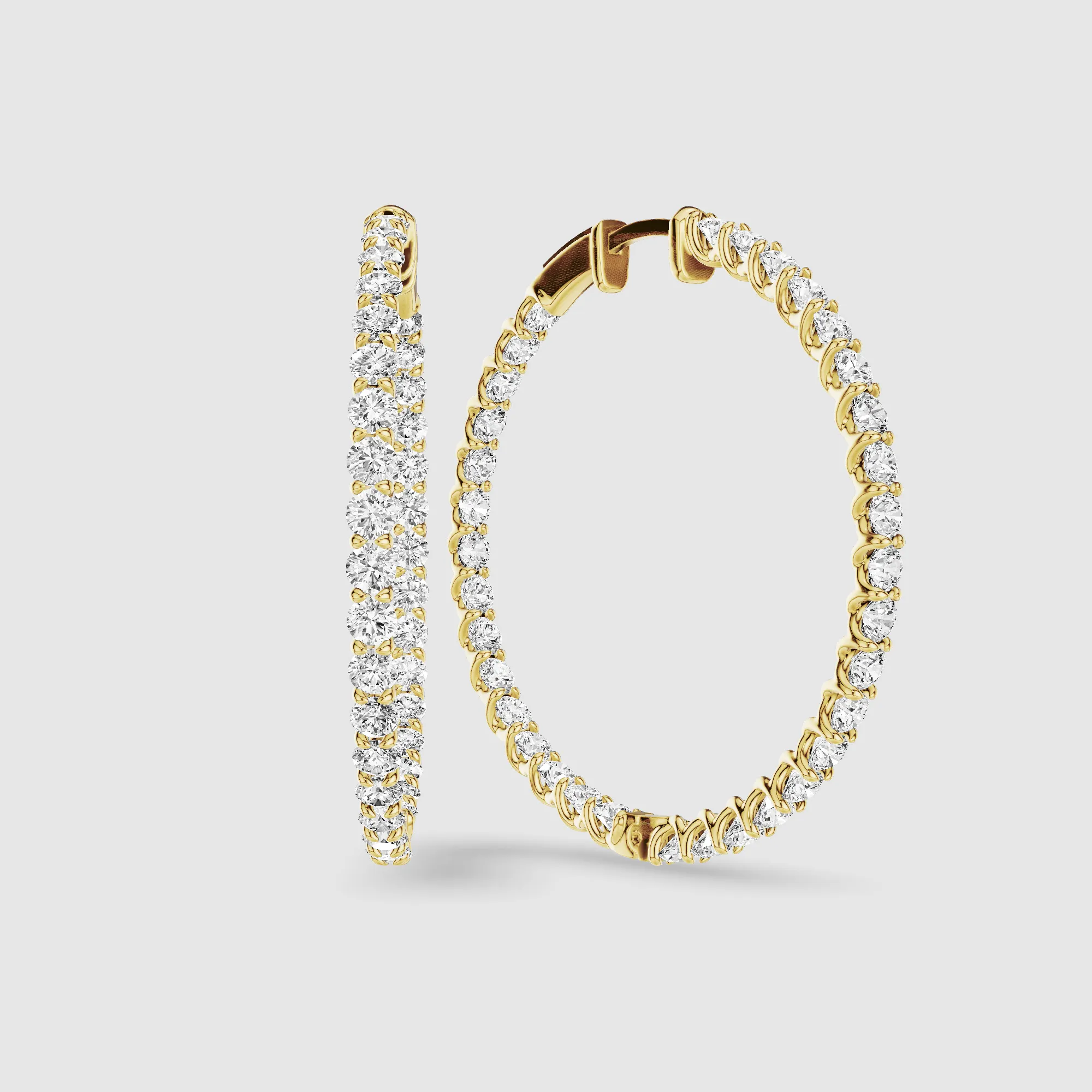 Braided Front Back Lab Grown Diamond Hoops-Round