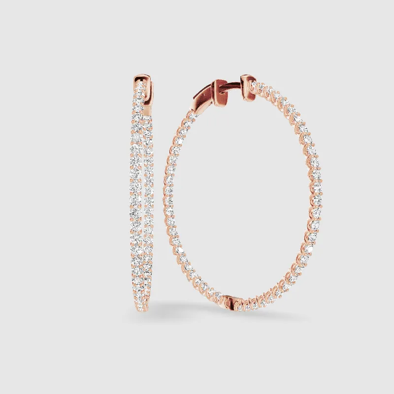 Braided Front Back Lab Grown Diamond Hoops-Round