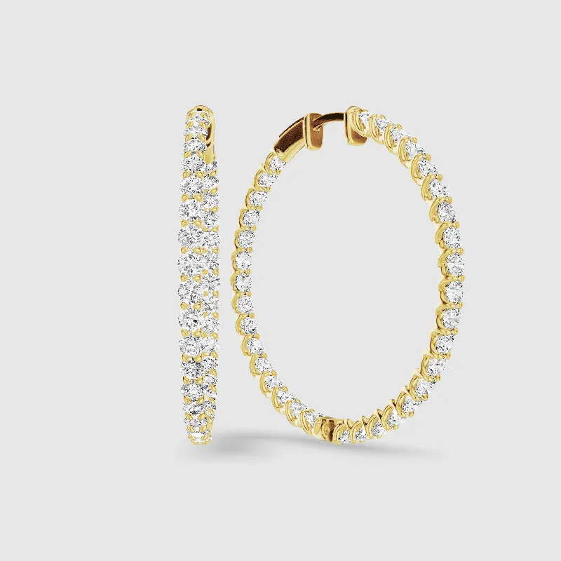 Braided Front Back Lab Grown Diamond Hoops-Round