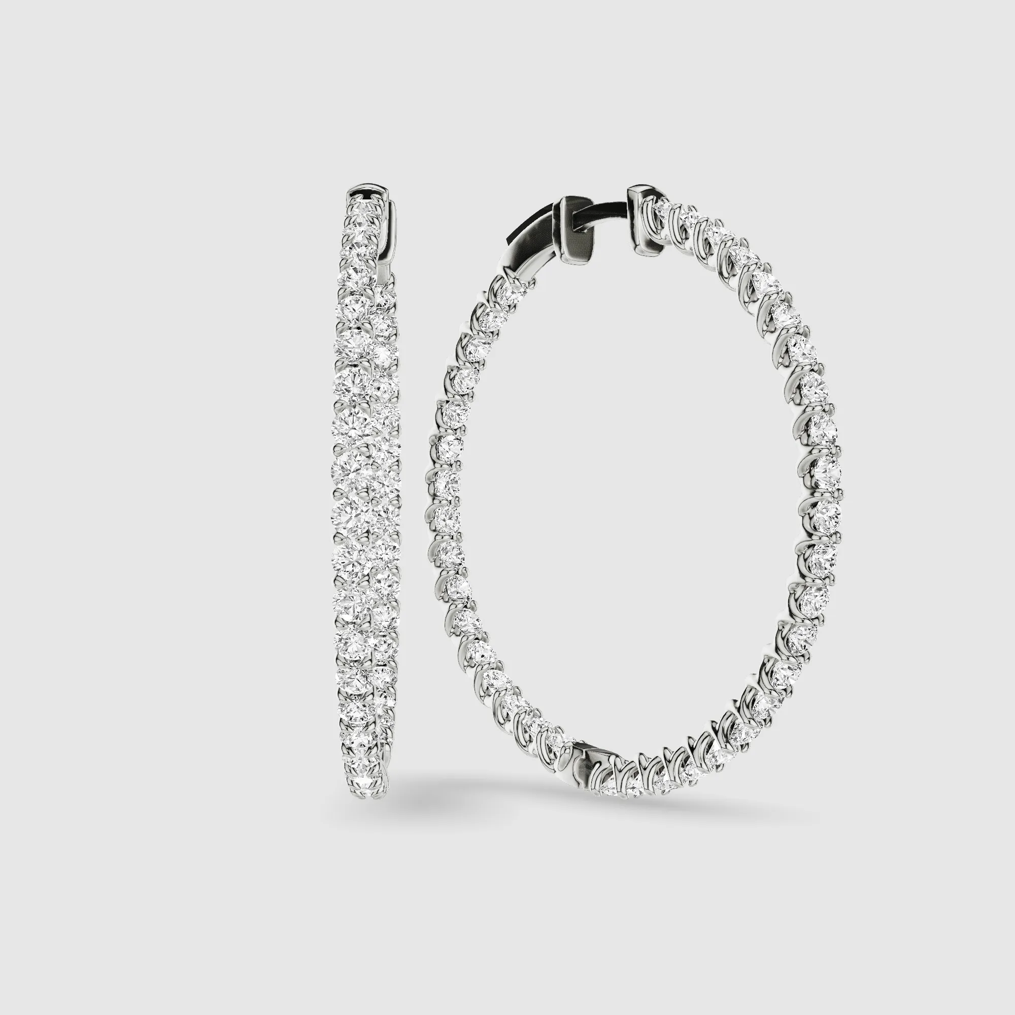 Braided Front Back Lab Grown Diamond Hoops-Round