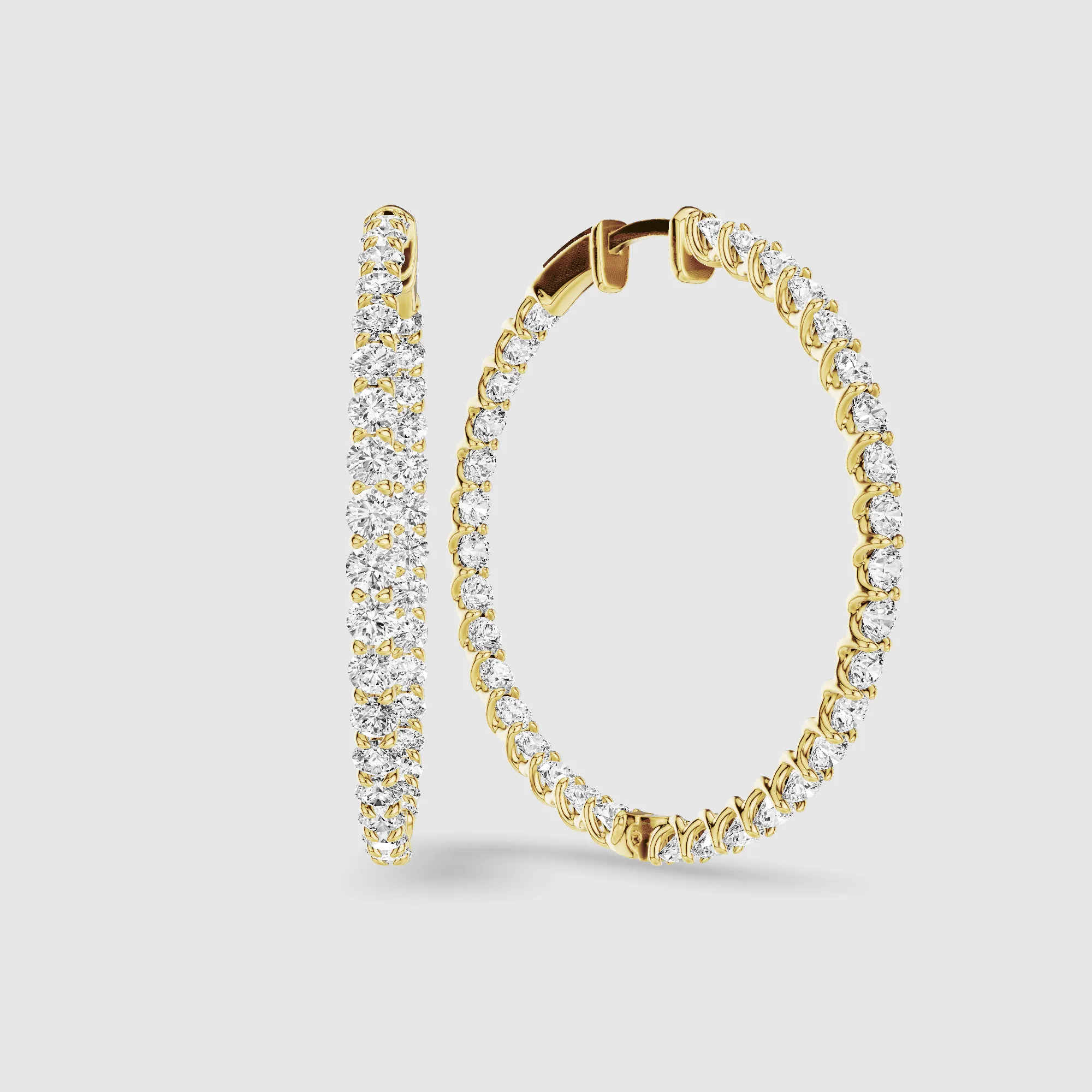 Braided Front Back Lab Grown Diamond Hoops-Round