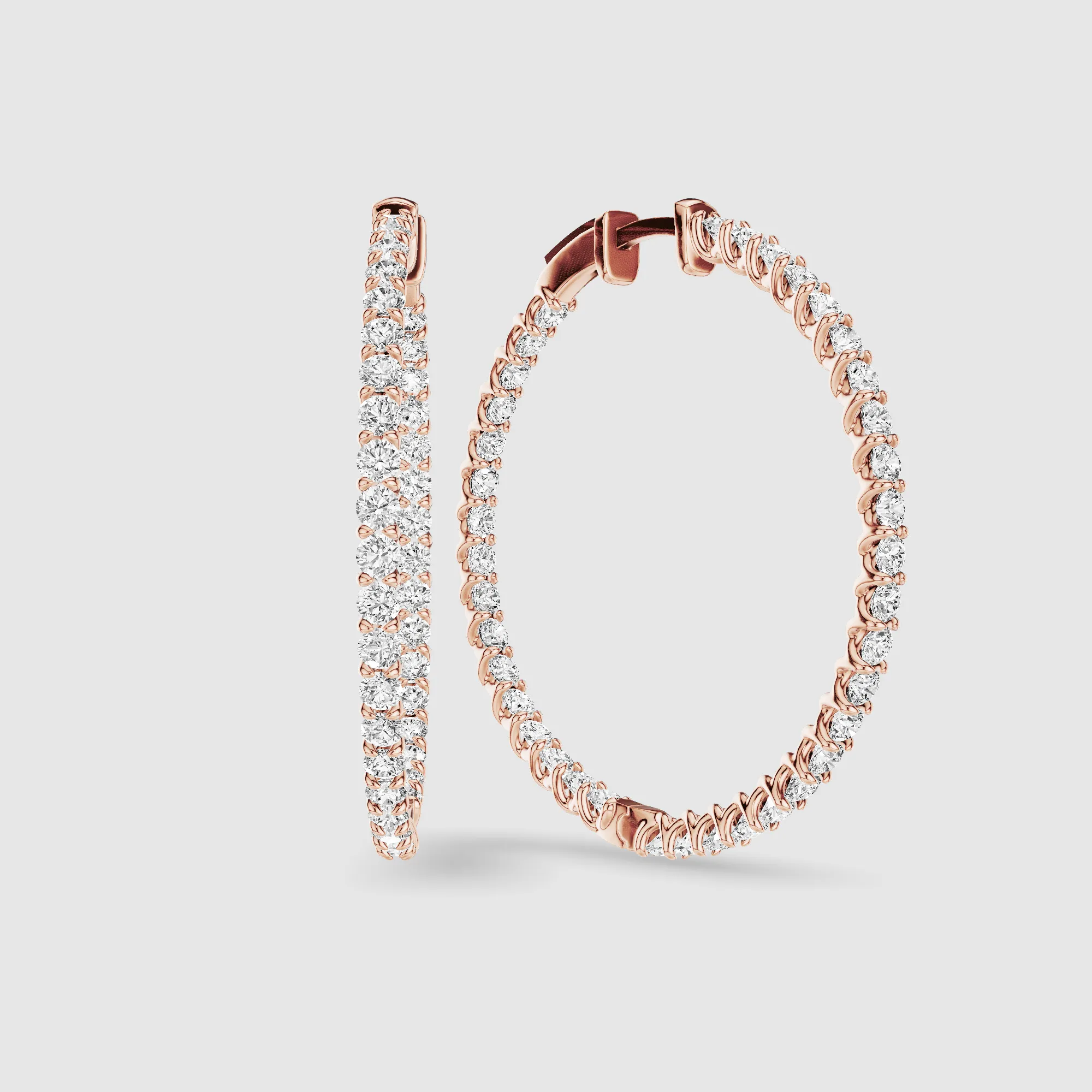 Braided Front Back Lab Grown Diamond Hoops-Round