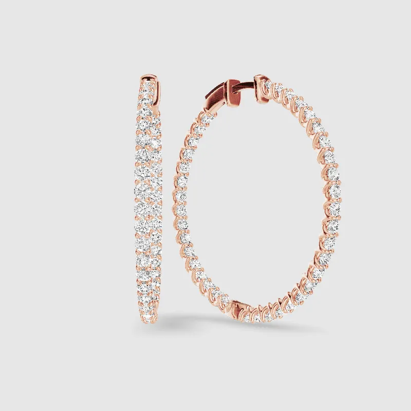 Braided Front Back Lab Grown Diamond Hoops-Round