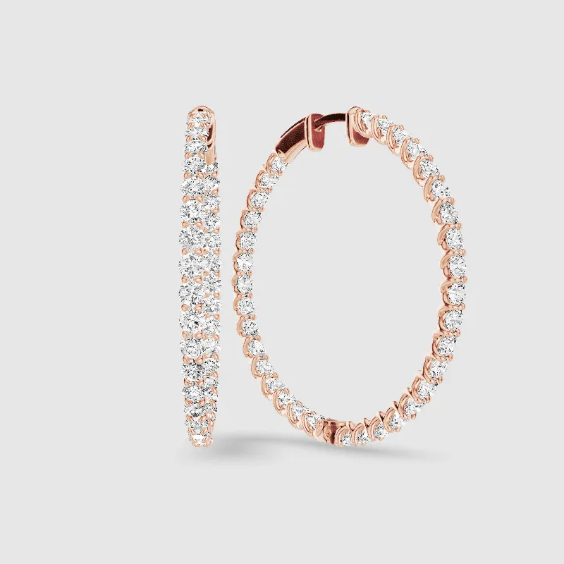 Braided Front Back Lab Grown Diamond Hoops-Round