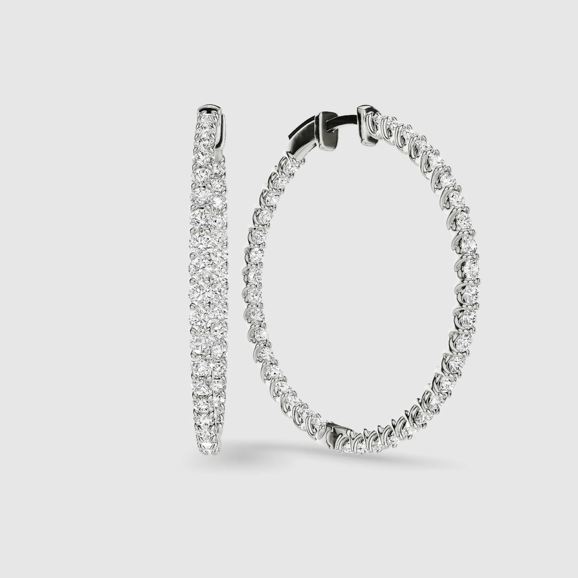 Braided Front Back Lab Grown Diamond Hoops-Round