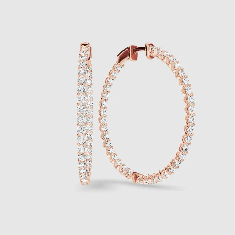 Braided Front Back Lab Grown Diamond Hoops-Round