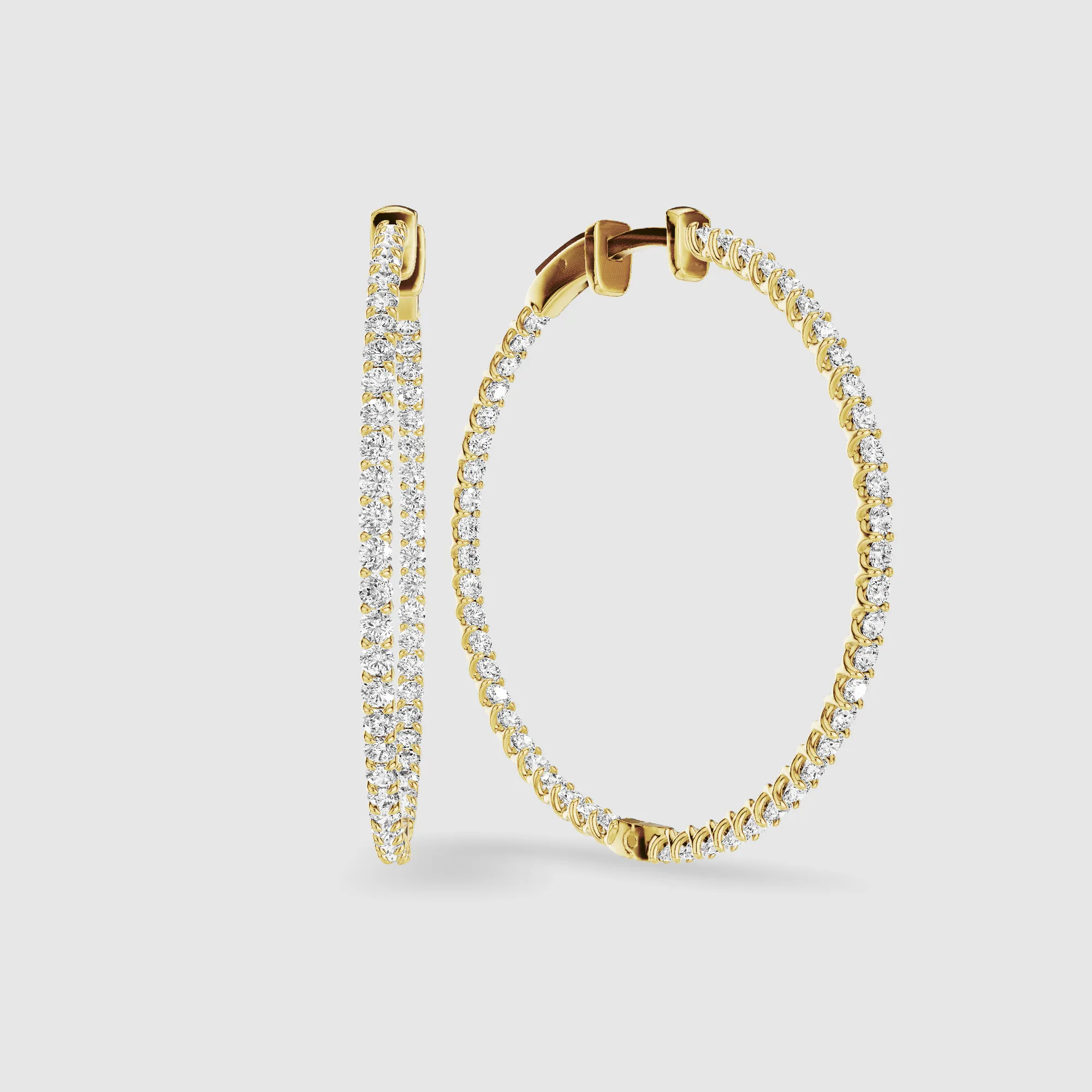 Braided Front Back Lab Grown Diamond Hoops-Round