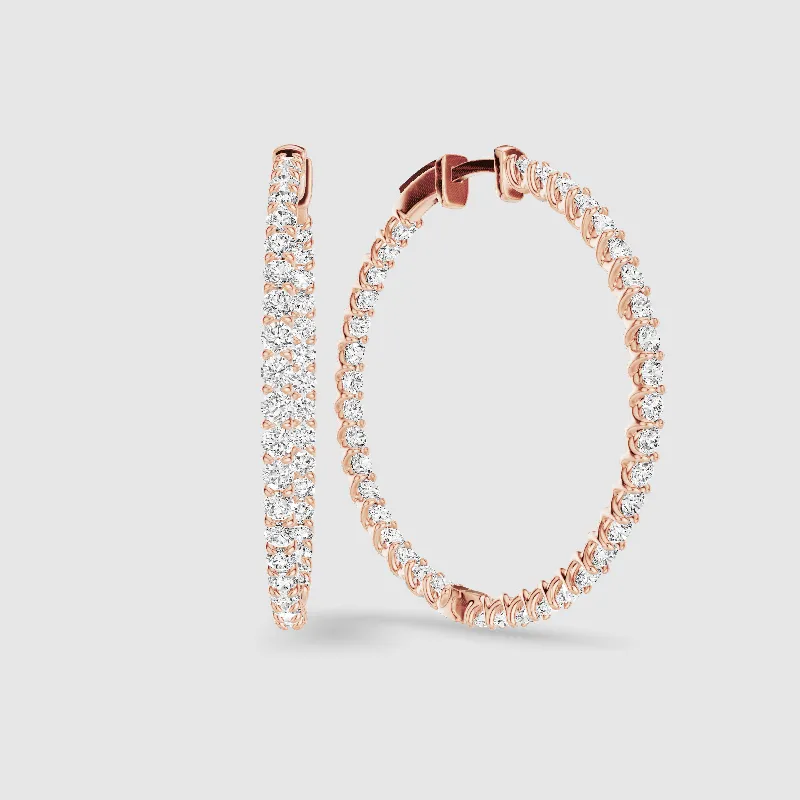 Braided Front Back Lab Grown Diamond Hoops-Round