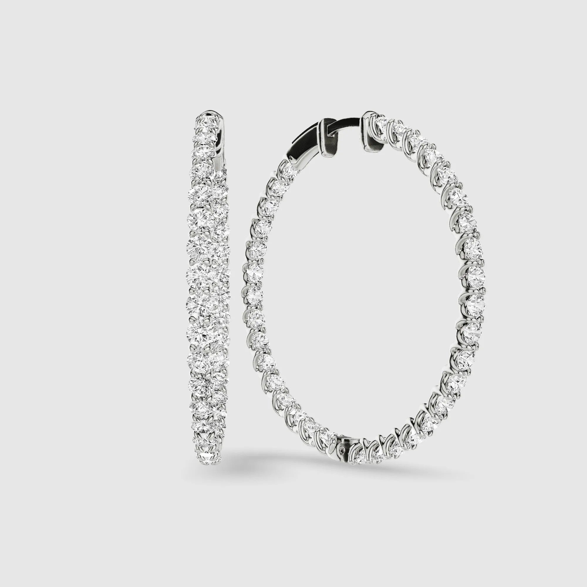 Braided Front Back Lab Grown Diamond Hoops-Round
