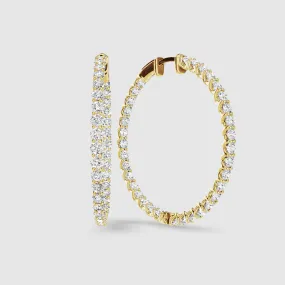 Braided Front Back Lab Grown Diamond Hoops-Round