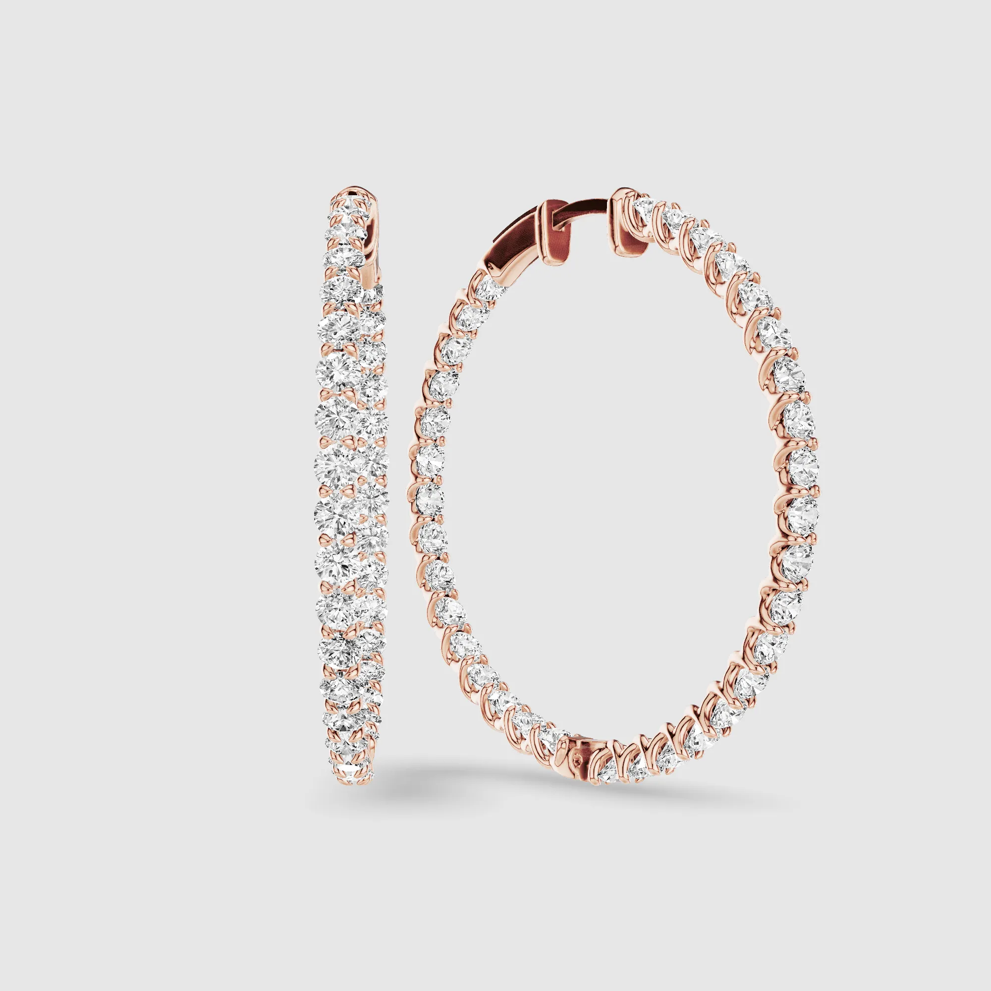 Braided Front Back Lab Grown Diamond Hoops-Round
