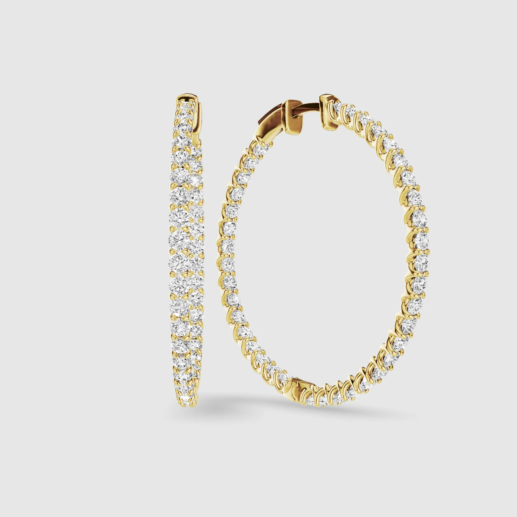 Braided Front Back Lab Grown Diamond Hoops-Round