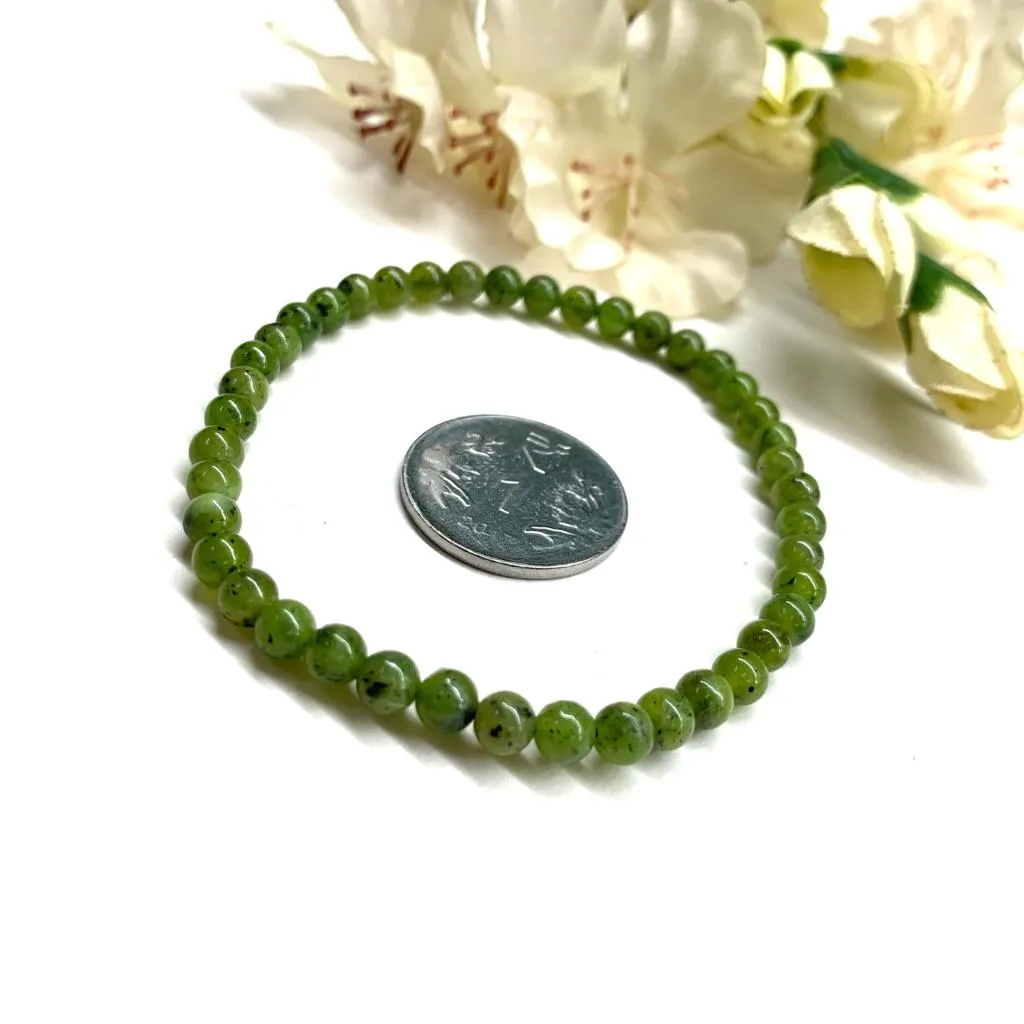 Canadian Nephrite Jade Round Bead Bracelet (Prosperity and Luck)
