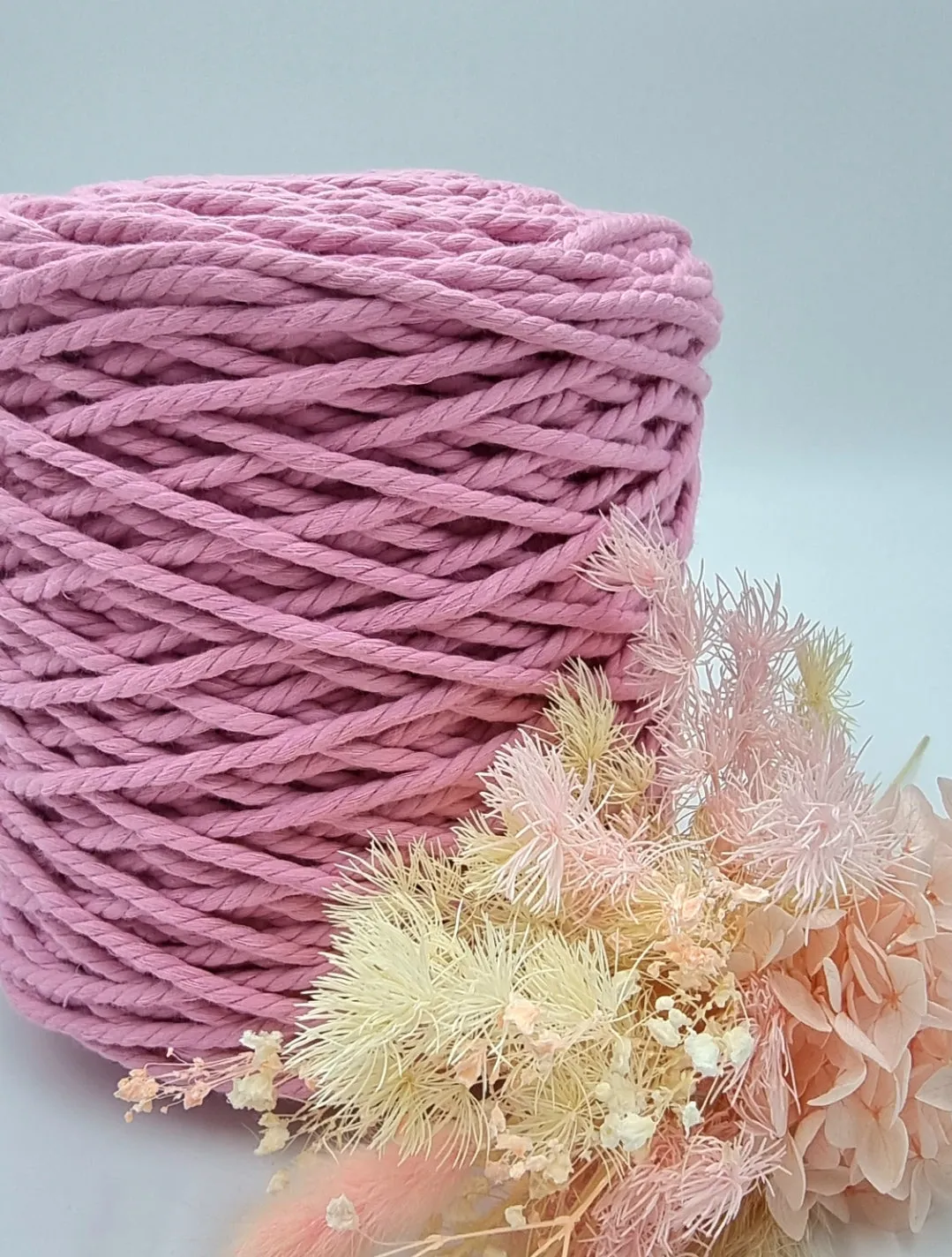 Candy Pink 3 Strand Macrame Cord - 3MM 3 Strand Luxe Cotton String 1KG