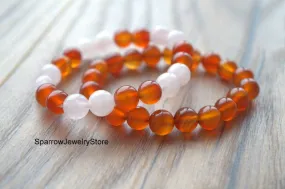 Carnelian stretch bracelet Adjustable carnelian rose quartz bracelet Protection success talisman Healing crystal bracelet Gemstone bracelets