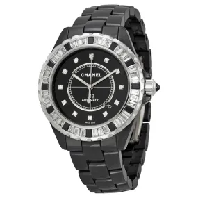Chanel J12 Automatic Black Diamond Dial Black Ceramic Men's Watch H2024